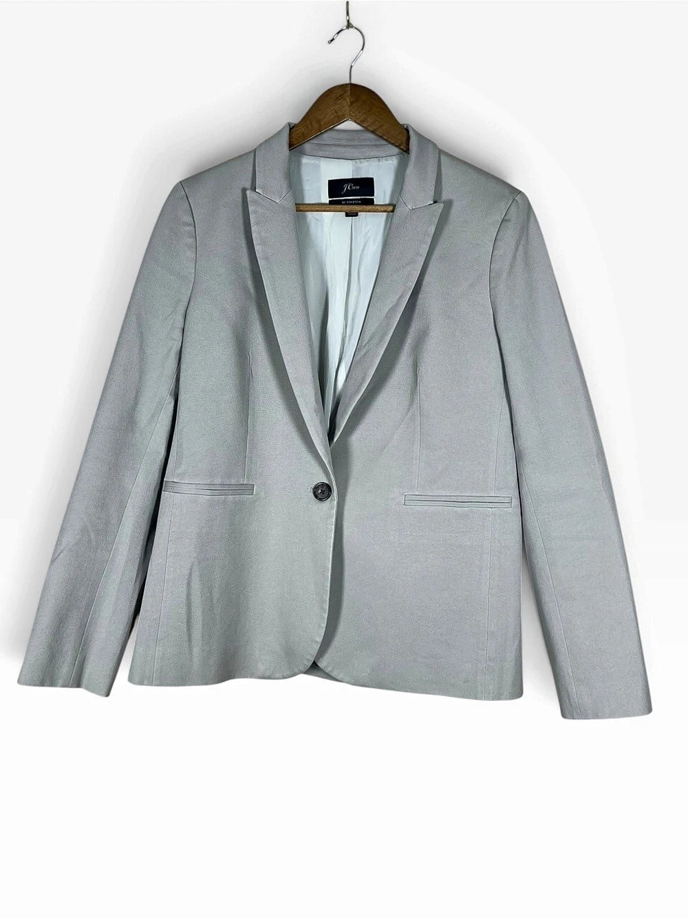 J.Crew Womens Blazer Gray Size 12 Bi Stretch One Button Tailored Workwear